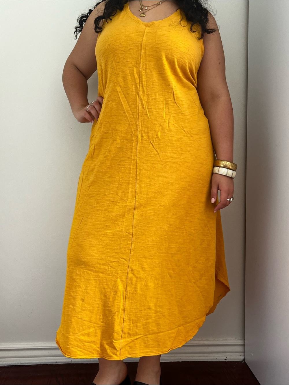 GAP Yellow V-Neck Sleeveless Maxi Dress